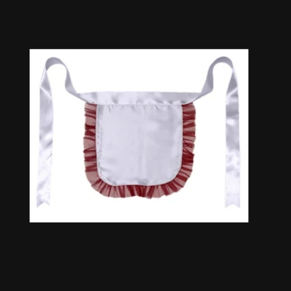 White Apron with Red Ruffle Trim
